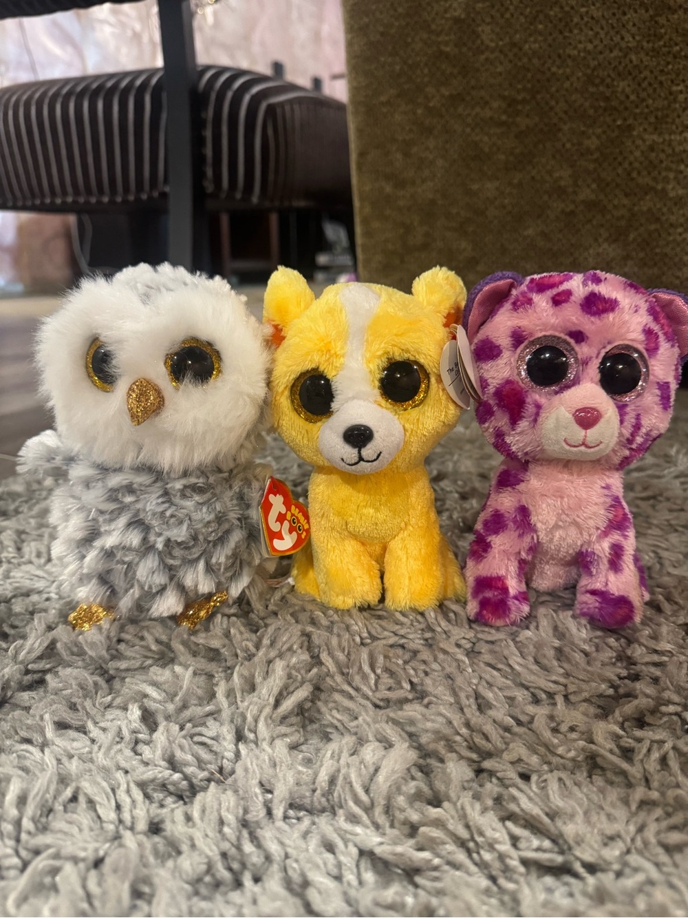 Ty Yellow Beanie Boo Puppy Plush with Big Glitter Eyes